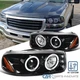 Fit 00-06 GMC Sierra Yukon Denali XL Pearl Black Projector Headlights+LED Lights