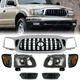 7PC Chrome Bumper Set Headlights For 01-04 Toyota Tacoma Corner Lights Fog Lamps