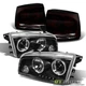 2006-2008 Dodge Charger Halo Projector Headlights +Black Tinted Tail Lights Lamp