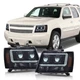Fit For 07-14 Chevy Avalanche Tahoe Suburban LED Projector Headlights Black