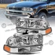 For 1998-2005 Chevy s10 Blazer Chrome/Amber Headlights Bumper Lamps Left & Right