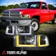 Fits 1994-2002 Dodge Ram 1500 2500 3500 Black/Clear Headlights Dual L-Pattern