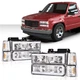 Fit For 94-00 Chevy GMC C/K 1500 2500 3500 LED DRL Chrome Clear Lens Headlights
