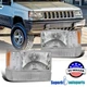 Fits 1993-1996 Jeep Grand Cherokee Head Lights+Bumper Lamps+Corner Lights 6PC