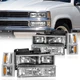 Headlights For 1994-1998 Chevy Silverado OBS C/K 1500 2500 3500 w/ Bumper Lamps