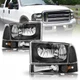 For 1999-2004 Ford Super Duty F250/350/450/550 Black Headlight Headlamps 4PCS