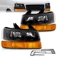 For 03-23 Chevy Express/GMC Savana Black Headlight w/Bumper Parking Lamp+LED DRL
