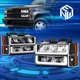 For 88-93 Chevy C/K U-Style LED DRL Headlight Turn Signal Lamp Replacement Black