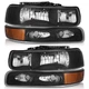 Pair Headlights Black For 1999-2002 Chevy Silverado/00-06 Tahoe Suburban,Used