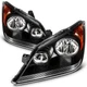 Headlights Assembly For 2005-2010 Honda Odyssey 3.5L Black Housing Pair