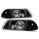 Black 1987-1993 Ford Mustang Headlights w/Corner Signal Lights Parking Lamps Set