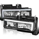 Fits 1988-1998 Chevy Gmc C10 C/K 1500 2500 Truck Led Tube Black Headlights Lamps