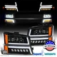 For 2003-2007 Chevy Silverado Avalanche LED DRL Projector Headlights+Bumper Lamp