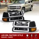 Black LED DRL Headlights +Bumper Lamps For 1999-2002 Chevy Silverado 00-06 Tahoe