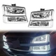 For Chevy Silverado 1500 2500  Avalanche 2003-07 Headlights Bumper Lamps LED DRL