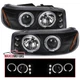 LED Halo Projector Headlights Black Fit 2000-2006 GMC Sierra Denali Yukon XL L+R