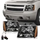Black Headlights w/ Bulbs For 2007-2014 Chevy Suburban Tahoe Avalanche Headlamps