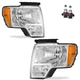 For 2009-2014 Ford F-150 F150 Pickup Chrome Headlights w/Bulbs Left+Right