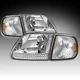 Clear Chrome Headlights & Corner Lights For 1997-2003 Ford F150/97-02 Expedition