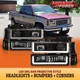 For 1994-1998 GMC C/K Suburban Black LED DRL Projector Headlamps Assembly Lights