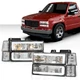 LED DRL Headlights Fit For 94-99 Chevy Suburban C/K Tahoe GMC Yukon Clear Chrome