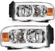 For Dodge Ram 2002-2005 Headlights Assembly Pair Replacement Chrome Housing Set