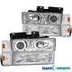 Fits 88-93 GMC Suburban LED Halo Projector Headlights+Corner Bumper Lamps