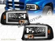 FIT FOR 1997-2004 DODGE DAKOTA / 1998-2003 DURANGO BLACK HEADLIGHTS C-BAR LED