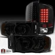 Fit 2002-2005 Dodge Ram 1500 Pickup Smoke Headlights Black LED Tail Brake Lamps