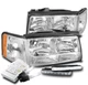 FOR 97-99 CADILLAC DEVILLAC CHROME REPLACEMENT HEADLIGHT W/LED DRL+6000K HID KIT