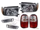 Black Headlights Corner Bumper & Red LED Tail Lights For 96-98 Toyota 4Runner 
