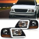 Fit For 97-04 F150 Expedition Black LED Tube Headlights & Corner Parking Lights