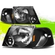 Factory Style Halogen Headlight Lamps for Ford Explorer 02-05 Black Amber L+R