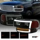 Fits 1999-2006 GMC Sierra Yukon XL Denali Smoke LED Bar Headlights+Bumper Lamps