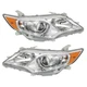 Pair Headlights Assembly  For Toyota Camry 2012 - 2014 Projector Chrome Halogen
