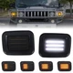 For 2003-2009 Hummer H2 Switchback Smoke LED Front Bumper DRL Turn Signal Lights