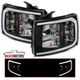 Black Headlights Fits 2007-2014 Chevy Silverado 1500 2500HD 3500HD LED Strip Black Headlights Fits 2007-2014 Chevy Silverado 1500 2500HD 3500HD LED Strip