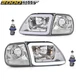 Fit For F-150 Expedition 97-04 Chrome/Clear LED DRL Headlights & Corner Lights 