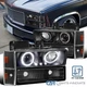 Fits 88-93 Chevy/GMC C10 C/K Black Projector Headlights w/ Bumper Corner Lamps