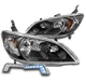 For 04-05 Honda Civic Coupe/Sedan Black Headlight Headlamp +Bumper Blue LED DRL