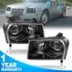 Pair Black Housing Headlights Assembly For 2005-2010 Chrysler 300 Halogen LH+RH