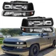 2PCS Front Headlights Assembly For Chevy Suburban Silverado 1500/2500/3500 Tahoe