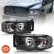 For 2002 2003 2004 2005 Dodge Ram 1500 2500 3500 Headlight Black Clear Headlamp