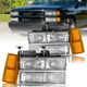 For 1994-1998 Chevy Silverado Headlights OBS C/K 1500 2500 3500 w/ Bumper Lamps