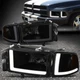 [DUAL L-LED DRL]FOR 94-02 DODGE RAM 1500 2500 3500 HEADLIGHT BLACK/SMOKED/AMBER