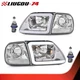 LED DRL Headlights & Corner Fit for 1997-2004 Ford Expedition F250 Chrome/Clear