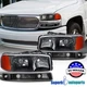 Fits 2001-2006 GMC Sierra Yukon Black Headlights+Turn Signal Lamps
