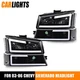 Fits 03-07 Chevy Silverado Avalanche LED DRL Headlight Bumper Lamps Black/Clear