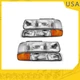 Headlight Assembly w/ Corners For 2000-2006 Chevy Suburban 1500 Halogen Amber