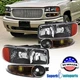 For 00-06 GMC Sierra 1500 2500 3500 Yukon XL Denali Black Headlight+Bumper Light